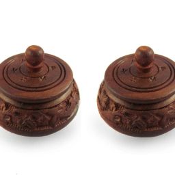 Wooden Sindur Kumkum Shringar box Sindoor dibbi for women (Brown, 2.5 inch) with plain polish -Pack of 2 Decorative Showpiece - 13 cm-image-27