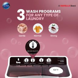 lloyd by havells 8 kg 1300 RPM, Soak Function, 3 Wash Programs, Swift Dry, Magic Filter Semi Automatic Top Load Maroon, White image 4