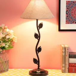 tu casa Beige Fabric Shade Table Lamp with Black Base-picture-11