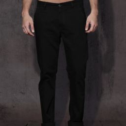 Men Regular Fit Black Cotton Blend Trousers-image-86