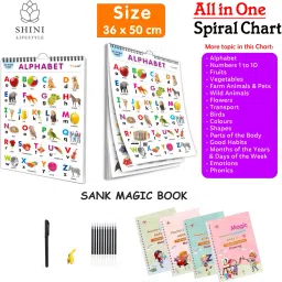 All-in-One Spiral Chart with Reusable Sank Magic Book, 16 topics, 36x50 cm-image-41