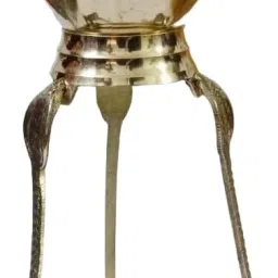 Shivling Jal Abhishek Lota with Shivling Stand Jaldhara Patra Brass Tripai Stand Decorative Showpiece - 18 cm-image-3