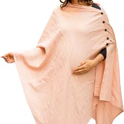 Soft Peach Gold Embellished Luxe Nursing Stole Feeding Cloak-image-11