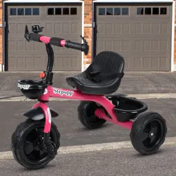 NTIC BABY TRICYCLE PINK BASKET WITH FRONT AND BACK BASKET FOR KIDS pink basket triycycle for kids with black wheel Tricycle-picture-12