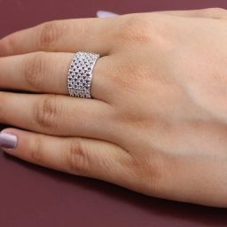 Adjustable American Diamond Ring for Women, Girls Sterling Silver Cubic Zirconia Sterling Silver Plated Ring-74