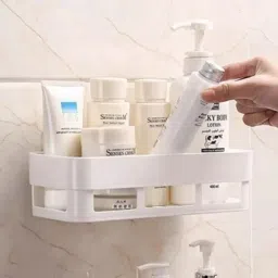 Self Adhesive Multi-Purpose Wall Hanging BATHROOM floating Shelf (PACK OF 1) Plastic Wall Shelf-image-34