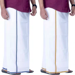 TUNI MANI Luxury Cotton Striped Men Dhoti-image-5