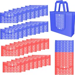 Pack of 48 Smile Foldable Grocery/Shopping Bags For Women | Dark Blue & Red-image-85