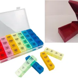 7 DAYS- 4 TIMES DAILY MULTICOLOR DETACHABLE WEEKLY PILL ORGANIZER WITH TABLET CUTTER Pill Box-picture-13