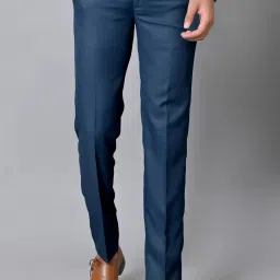 Men Regular Fit Blue Cotton Blend Trousers-image-62