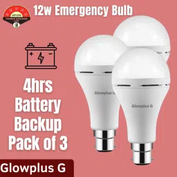 12W Emergency Bulb Pack of 3 | Rechargeable Backup Bulbs for Home Use 3 hrs Bulb Emergency Light-44