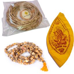Tulsi Mala Combo - One Japa Mala 108 beads, 2 Kanthi mala for neck wearing and one gaumukhi Japa Bag Wood Chain Set-22