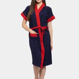 Navy-Red Free Size Bath Robe-image-64
