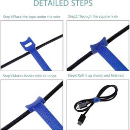 INOVERA (LABEL) 50 Piece Cable Organizer Hook & Loop Tape-Wire/Cord Holder Management Strap-Reusable Hook & Loop Ties For Pc, Tv, Desk, Wfh Accessories-Multi Colour image 5