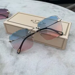 Gradient, Riding Glasses, UV Protection, Gradient Rectangular, Retro Square, Cat-eye Sunglasses (Free Size)-4