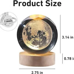 unique bazar 3d crystal moon lamp ball Table Lamp image 2