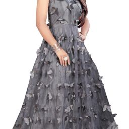 saree collection Embellished Net Semi Stitched Flared/A-line Gown image 3