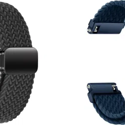 ACM WSM26N22BKBL3489 Pack of 2 Watch Strap Woven Braided Magnetic 22mm for Pebble Mettle Smartwatch (Black/Blue) Smart Watch Strap-image-98