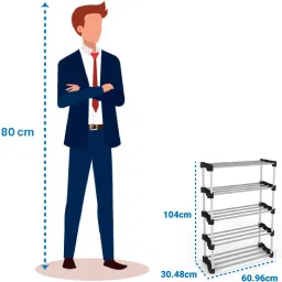 trendy Cady Premium Metal Stackable and Durable Multipurpose Rack (Black) (5 Shelves) Metal Open Book Shelf image 2