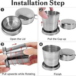 Portable Folding Stainless Steel Travel Camping Water Mug Cup Glass Glass Water/Juice Glass-7