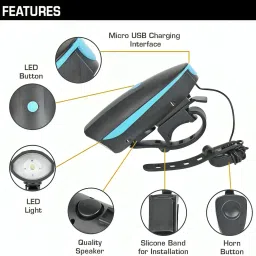 byking Bicycle Combo Of Front Cycle Light and Horn with Red Rear light LED Front Rear Light Combo image 3