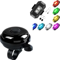 Bicycle/Cycle Plastic Ultra Loud Bell With 7 Modes Colourful Light Combo Offer LED Wheel Reflectors-image-5