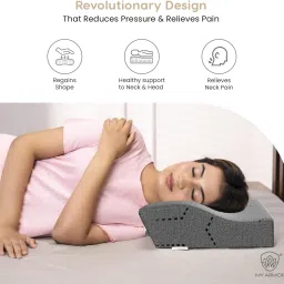 Cooling Orthopedic Memory Foam Cervical Pillow with Cover, 18.5"x11",Dual Height Cervical Pillow-31