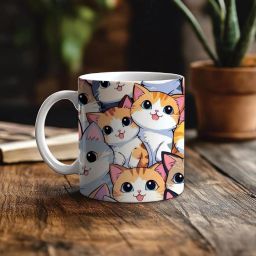 Cat Printed Ceramic Coffee Cup Gift for Cat Lovers, Office & Home Use Ceramic Coffee Mug-image-15