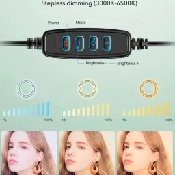 RKTech 26cm Dimmable LED Studio Camera Ring Light Phone Video Light Lamp Selfie Ring Flash with Phone Holder for Tiktok YouTube Reels Photo-shoot Video Live Stream Makeup Videos vlogging Vigo Video Shooting | 3 color modes Dimmable Lighting | Recording with Mobile Phone and Camera Clip Setup Ring Flash Flash image 3