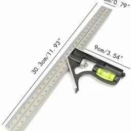 aasons Stainless Steel 300mm Adjustable Engineers Rule Right Angle Ruler Tool Combination Square image 4