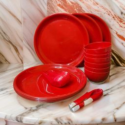 18 Pieces for Family 6 Spoon 6 Plate 6 Bowl Crockery Set for Dining & Gifting | Dinner Plate-83