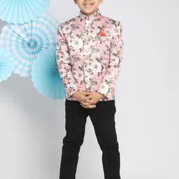 Vastramay Boys Pink Floral Jodhpuri Blazer image 5