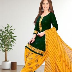 Unstitched Crepe Salwar Suit Material Solid, Floral Print, Printed, Geometric Print-image-79