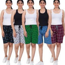 Pack of 5 Printed Women Multicolor Basic Shorts-picture-6