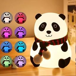 oneclickshopping Cute Panda Night Light for Kids Silicone Night Color Changing Lamp to Decor Room Night Lamp-picture-3