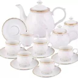 Pack of 15 Bone China ea Pot With Lid 1Sugar Pot With Lid 1+1 Pcs, Cups 6 Pcs & Saucers 6 Pcs)-4