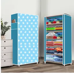 6 Shelf Foldable Collapsible Wardrobe Storage Organizer Almirah Cloth Rack PP Collapsible Wardrobe-3