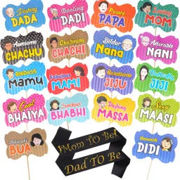 Baby Shower Party Props And Sash Set Of 20pcs(18pcs Props+2pcs Black Sash)-1