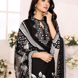 Unstitched Crepe Salwar Suit Material Printed-image-39