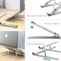 Gentle e kart Laptop Stand Holder Computer Tablet Stand 6 Angles Adjustable Foldable Portable Aluminium Desk Stand Laptop Stand with Adjustable Height Compatible with Universal Laptops image 4