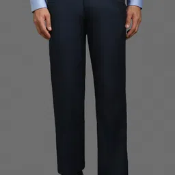 louis philippe Men Regular Fit Dark Blue Polycotton Trousers-picture-46