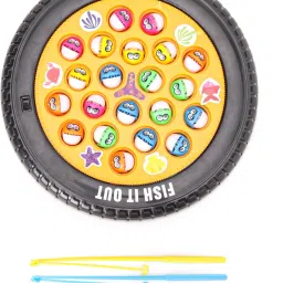 Magnetic Musical Round Tyre Fishing Fish Catching Game with 21 Fishes and 4 Pods-image-62