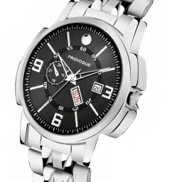 provogue Original Sliver Plated Day and Date Funtioning Analog Watch- For Men SK-PG-4075-BLK-SLVR Basic Analog Watch for Men with Day and Date Display image 3