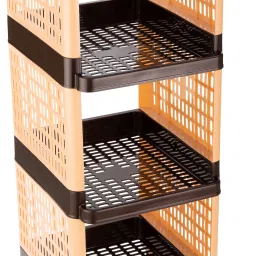 Rectangular 4 Layer Multipurpose Shelf Stand Basket Rack Trolley Plastic Kitchen Trolley-40