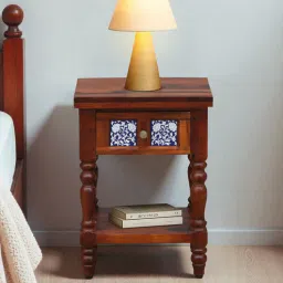 mudramark from pepperfry Mayur Sheesham Wood Bedside Table In Honey Oak Finish With Drawer-picture-3