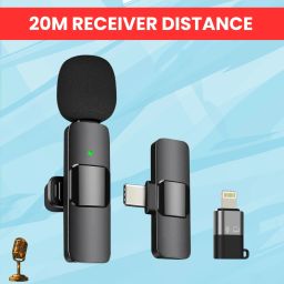 K8 Wireless Microphone Recording Clip Mic with Receiver for Vlogging/YoutubeE112 Microphone-image-72