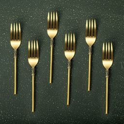 ellementry Masai Table Fork Disposable Brass Fruit Fork Set image 3