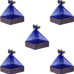 Small Wedding Hamper Tray with Net | Dry Fruit Hamper Boxes for Gift, Pack of 5 Wooden Fruit & Vegetable Basket-image-69
