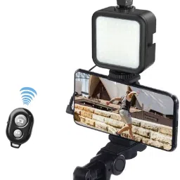 AMUSING Youtuber Accessories for Mobile with Light, Microphone,Tripod Stand Vlogging Kit Monopod Kit, Tripod Kit-21