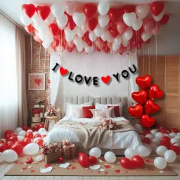 Solid Valentine Decoration Kit- I Love U Banner Romantic Decoration Items Balloon-13